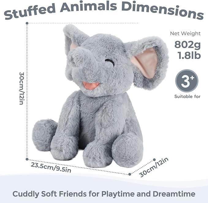 Elephant Microwavable Weighted Stuffed Animals with Lavender Scent,Heating Pad Plush for Period Cramps&Pain, Heatable&Coolable Stuffed Elephant Animals Toy Gifts for Girls Women Kids