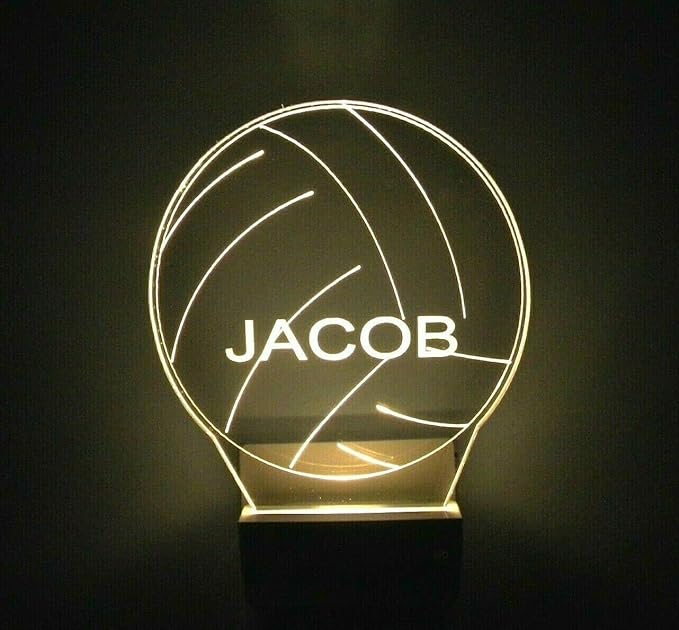 Night Light Multi Color Personalized LED Plug-in, Ultra-Slim Touch Night Light with Smart Dusk to Dawn Sensor, Kids Children's Bedroom, Kitchen, Bathroom, Hallway, Play Room Variations (Volleyball)