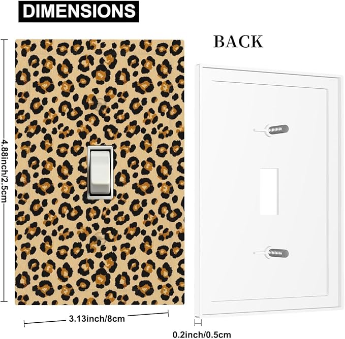 Classic Leopard Print 1-Gang Toggle Light Switch Plate, Retro 90s Wild Safari Bold Leopard Spots Decorative Wall Plate for Bedroom or Vanity