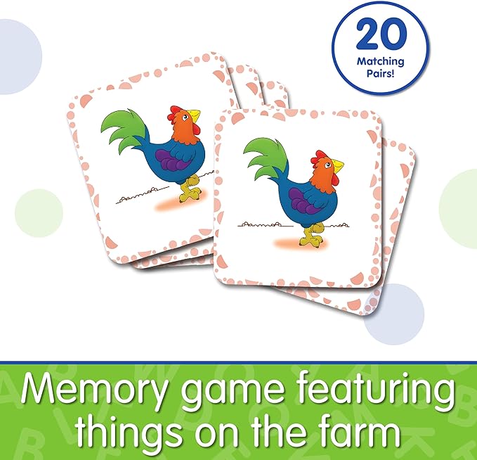 The Learning Journey My First Memory Game - Farm Memory - 20 Card Matching Memory Game - Educational Toddler Gifts for Boys & Girls Ages 2 and Up - Award Winning Learning Toy, Multi