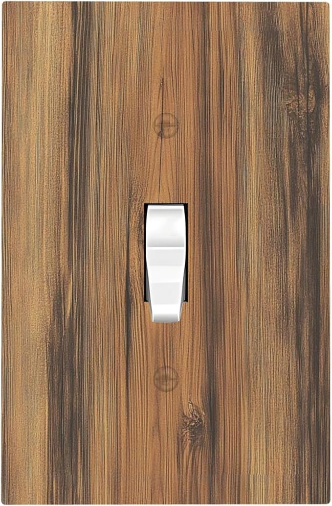 Decorative Light Switch Cover Vintage Rustic Country Brown Wood 1 Gang Single Toggle Device Electrical Faceplate Switchplates Decorator Outlet Wall Plate For Farmhouse Cabin Decor