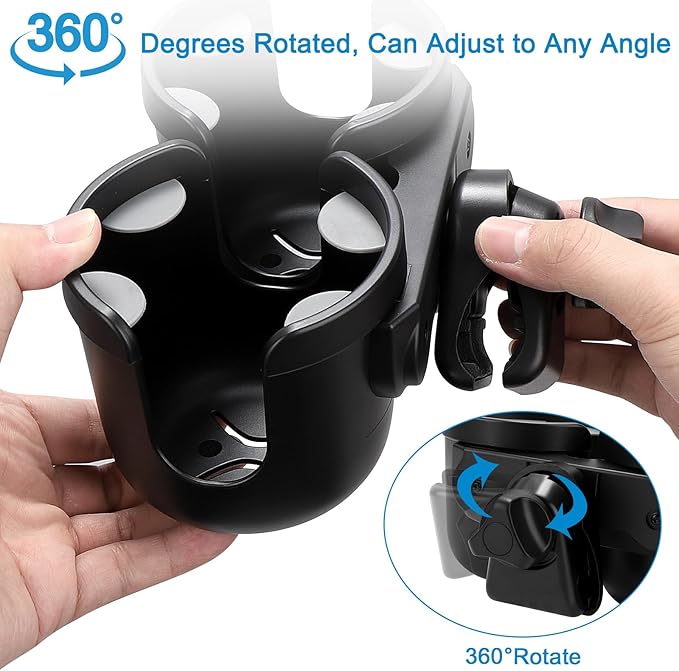 Accmor Stroller Cup Holder, Bike Cup Holder, Universal Cup Holder for Uppababy Nuna Doona Strollers, 2-in-1 Cup Phone Holder for Stroller Bike Accessory
