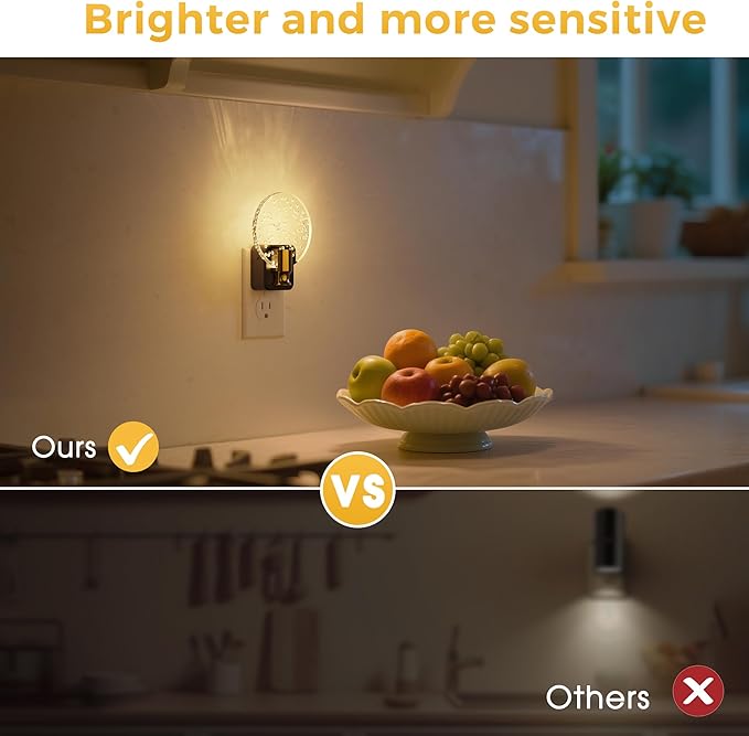 L LOHAS LED Night Lights Plug into Wall, Dusk to Dawn Sensor, 3000K Soft White LED, 180° Rotating Acrylic Bubble Nightlight, 0-100lm Adjustable Brightness, for Bedroom, Bathroom, Hallway