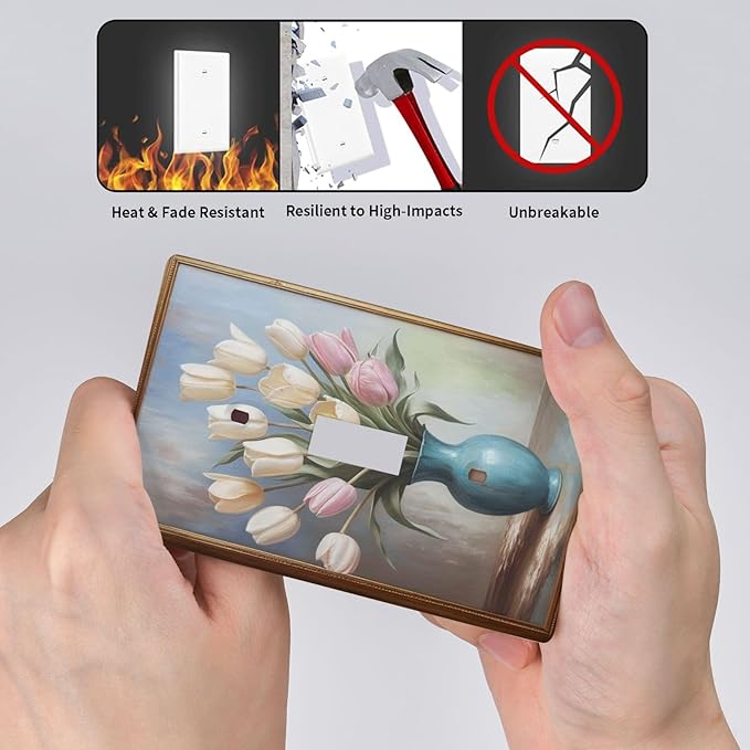 Decorative Art Light Switch Covers Tulips In Vase Single Toggle Wall Plate Decorative Switchcover Electrical Switchplate for Home Decor