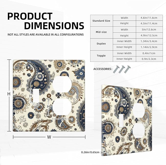 Wallplates Doodle Style Floral Abstract Teardrop 1 Toggle 1 Duplex Switch Plate Electrical Gfci Faceplate Decorative Light Switch Covers For Bed Room Living Room Decor