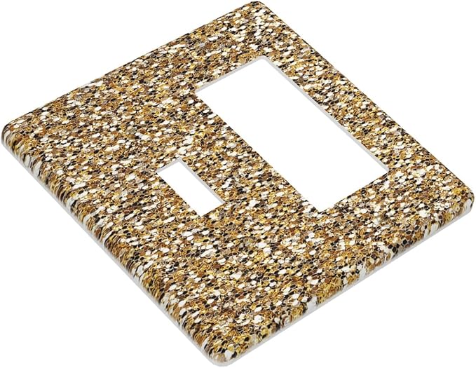 Outlet Covers Gold Glitter Sequins 1 Toggle 1 Rocker Combo Light Switch Cover Plate Decorative Switch Plate Covers Electrical Wall Plate for Bedroom Cabin Decor