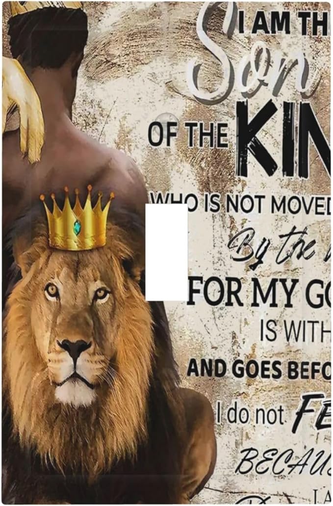 Quotes African Man Afro Lion 1 Gang Light Switch Plate Decorative Single Toggle Wall Plate Cover Electrical Switchplate Faceplate for Bedroom Room Decorate Jumbo