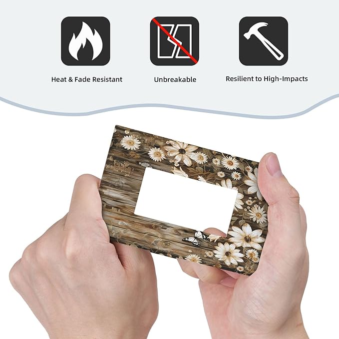 Light Switch Cover Plate Rustic Wood Butterflies Flowers Botanical 1 Gang Outlet Covers Single Rocker Decorative Switch plates Electrical Wall Plates GFCI Receptacle for Farmhouse Cabin Decor