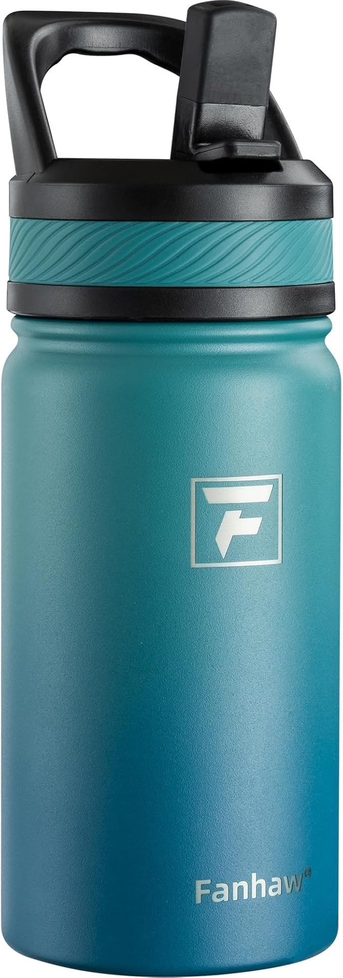 Fanhaw 14 Oz Kids Insulated Water Bottle with Straw Lid – Stainless Steel Double Wall Vacuum, Leak-Proof, BPA-Free Water Bottles for School Boys & Girls(Green Blue)
