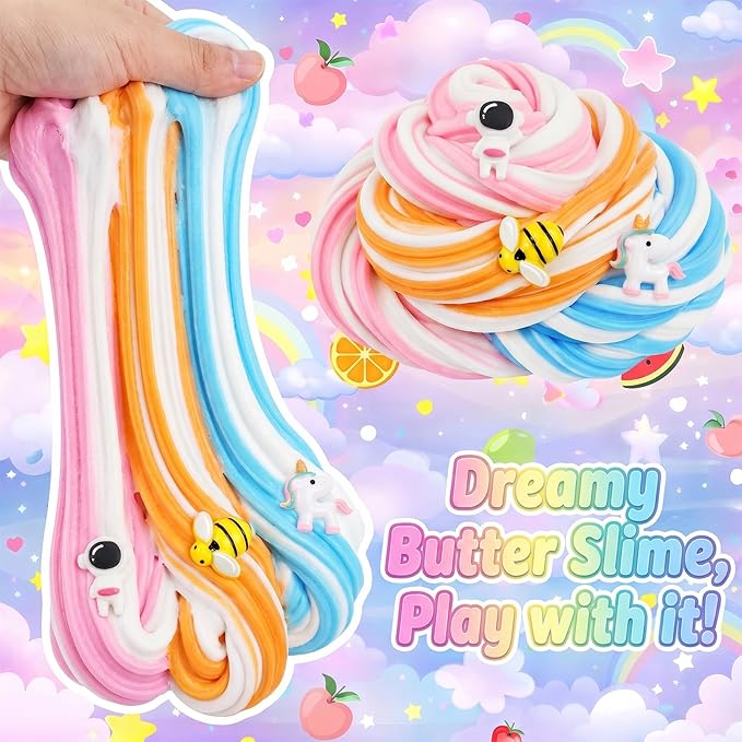 9 Pack Slime Kit, with 3 Jelly Cube Crunchy & 6 Butter Slime, Soft and Non-Sticky for Girls Boys Party Gift, Stress Kids Relief Toys - Classroom Reward, Party Supplies