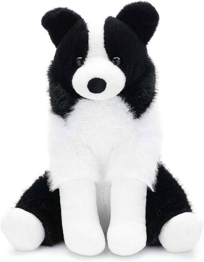 WEIGEDU Border Collie Stuffed Animal Plush Dog Toy, 12 Inch, Soft Realistic Black and White Puppy, Cuddly Farm Animal Plushie for Kids, Girls, Boys, Birthday