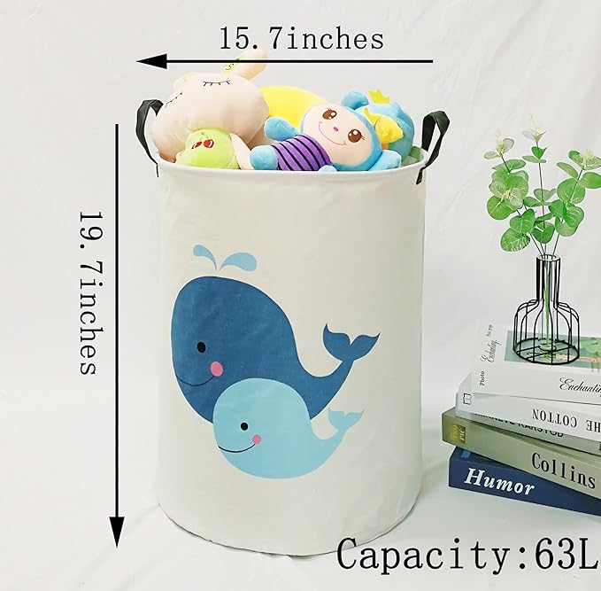 MAIZMZ Kids Hamper Baby Laundry Basket Gift Toy Box Storage Nursery Bins Waterproof Organizer Large Canvas Collapsible Chest for Home/Dorm/Kitchen/Pet/Office/Closet/Shelf/Room Decor