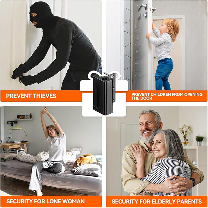 Tonitrui Home Security Door Reinforcement Lock for Front/Inward Swing Doors - Upgraded Reinforced 1200lbs Capacity, Night Kids Safety Metal Flip Deadbolt Latch (3Pack Black)