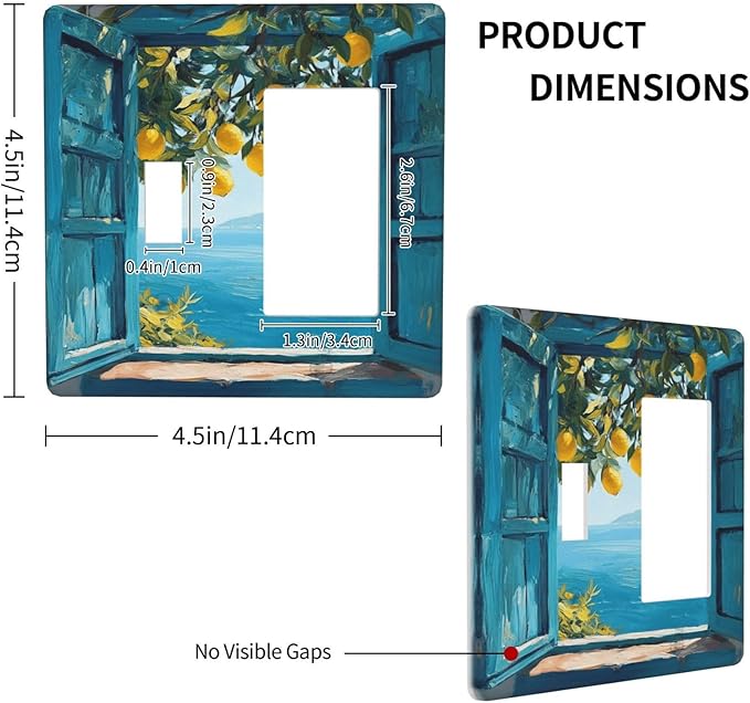 Window View Coastal Lemon Tree Mediterranean Landscape Outlet Covers 1 Toggle 1 Rocker Combination Decorative Wall Plate Electrical Switch Plates Light Switch Cover Plate for Bedroom Living Room Decor