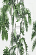 Decorative Light Switch Cover Palm Trees Tropical Green Plant Palm Leaf 1 Gang Single Toggle Device Electrical Faceplate Switchplates Decorator Outlet Wall Plate For Bed Room Bathroom