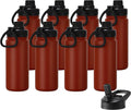 DOMICARE 16 oz Kids Water Bottle for School Stainless Steel Double Wall Vacuum Insulated Water Bottle with Straw lids & Spout Lid, Leakproof BPA Free (Red,8)
