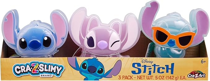 CRA-Z-Art Disney Stitch Shaped Slime Container Set, 3-Pack, Colorful, Fun Slime Play