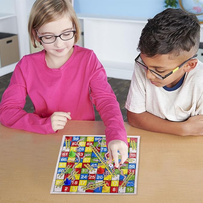 Snake Game | Mini Snakes and Ladders Board Game Set | Portable Folding Chess Toy Compact for Travel Family Parties Adults