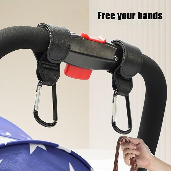 PandaEar 3 Pack Universal Stroller Hooks for Bags, Heavy Duty Stroller Organizer Hooks for Shopping Bags, Purses, Baby Bags, Adjustable Stroller Accessories(Black)