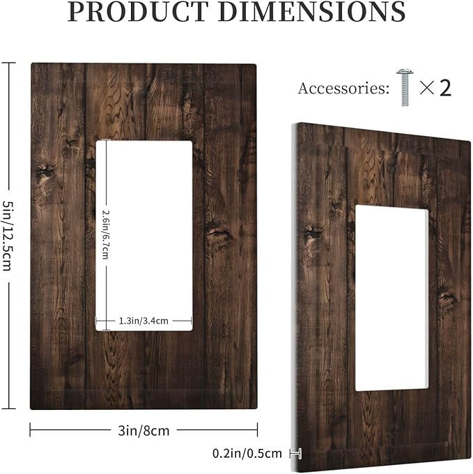 Rustic Brown Wood Plank Vintage Wooden Texture Print Decorative Outlet Covers 1 Gang Single Rocker Light Switch Cover Plate Wall Plates GFCI Faceplate for Farmhouse Home Decor