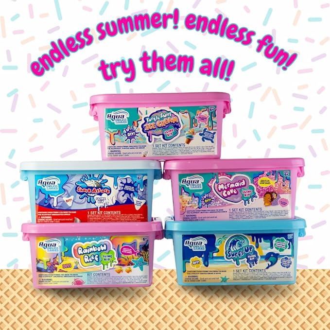 Aqua Endless Summer Turtle Swirl Ice Cream DIY Slime Kit – Sweet, Colorful, and Imaginative Sensory Play