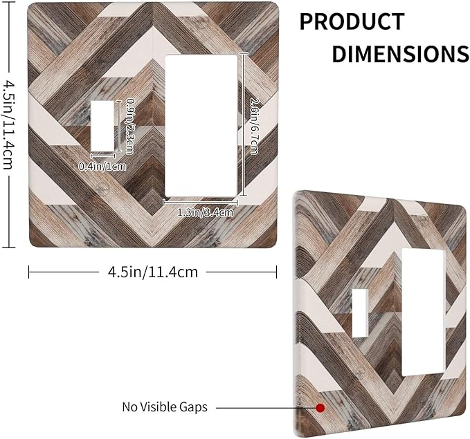 Polygon Collage Abstract Shapes Rustic Wood Panel Print Outlet Covers 1 Toggle 1 Rocker Combination Decorative Wall Plate Electrical Switch Plates Light Switch Cover Plate for Farmhouse Bedroom Decor