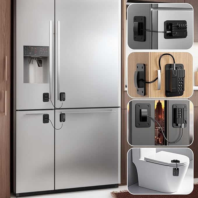 Fridge Lock for Kids, Password Refrigerator Lock, No-Tool Easy Installation, Child Safety Lock for Refrigerator & Dishwasher