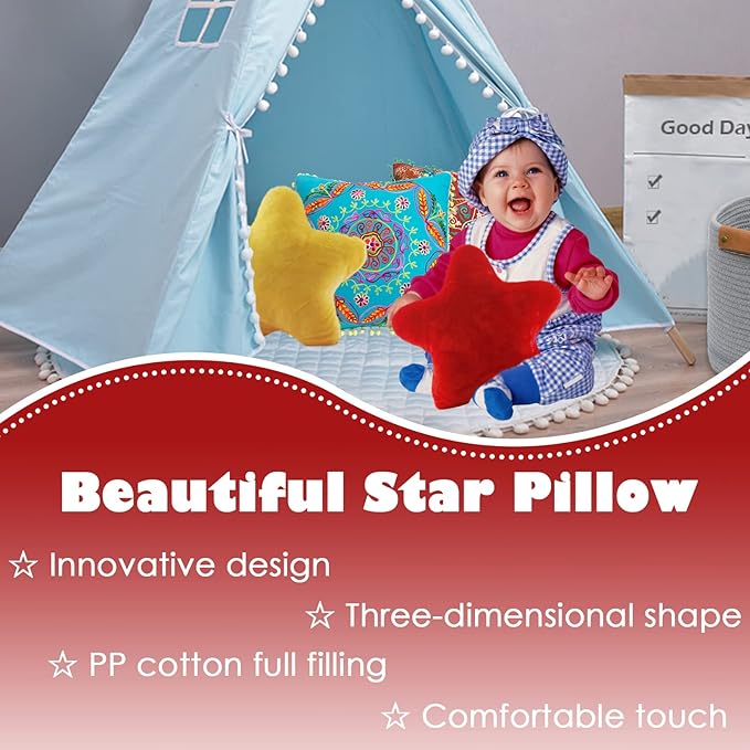 zhidiloveyou Star Pillow Plush Red, Stuffed Star Shaped Pillow Cute Toy for Kids, 15.7 inch