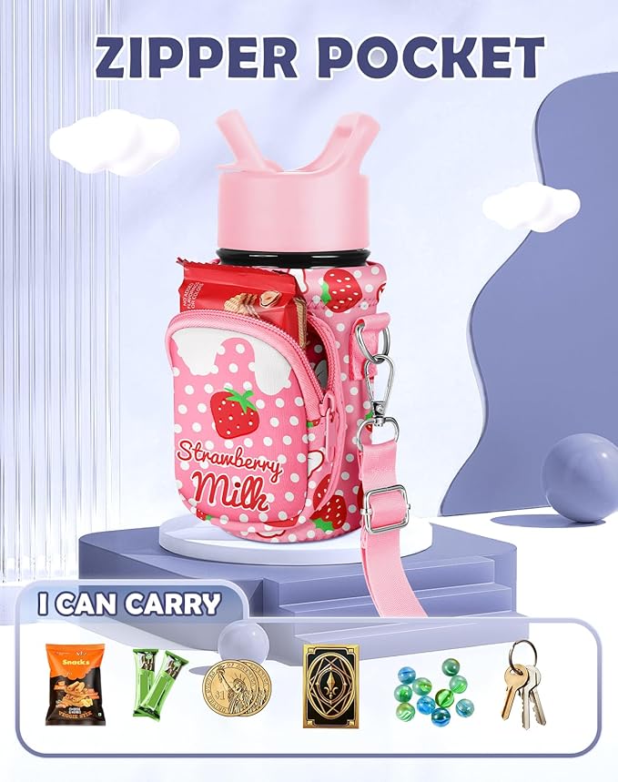 Miss Adola Water Bottle Carrier with Strap - Insulated Kids Water Bottle Holder for Boys Girls Bottle Bag for 10-18Oz
