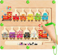 Magnetic Color and Number Maze, Montessori Toys for 2 3 4 Year Old, Wooden Color Matching Puzzle Board, Preschool Learning Activities Travel Toys for Ages 2-4 for Girls Boys Birthday Gifts - Train