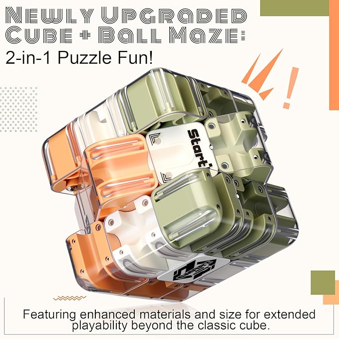 1 Sets Large Labyrinth 3D Maze Cube Puzzle Maze Game Gravity 3D Puzzle Cube Brain Teaser Ball Games for Kids Education Sensory Toys Gift for Adults (Classical,Green)