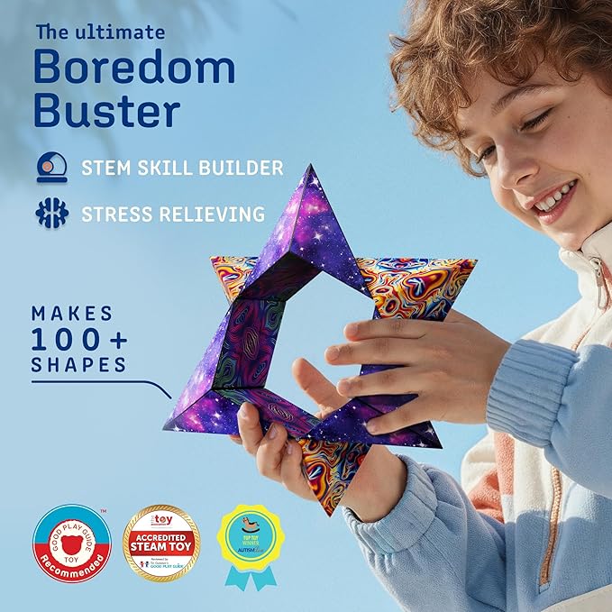 Shashibo Shape Shifting Box - Award-Winning STEM Fidget Toy with Ultra Strong Magnets - Puzzle Cube Transforms Into 100+ Shapes, Perfect Sensory Gift for Kids, Teens, and Adults (Spaced Out)