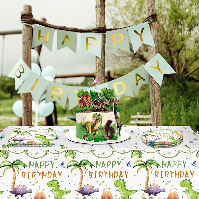 41Pcs Dinosaur Birthday Decorations,Dino Party Supplies Tableware Set for Boys Birthday with Dino Party PaperPlates,Napkins,Tablecloth丨Boys Jurassic Theme Dinosaur Party Decorations Supplies,Serves 20