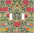 William Morris Roses Floral 2 Gang Light Switch Cover VintageTulip Flower Plant Bird Double Toggle Wall Plate Decorative Electrical Switchplate Covers for Country Bedroom Home Decor