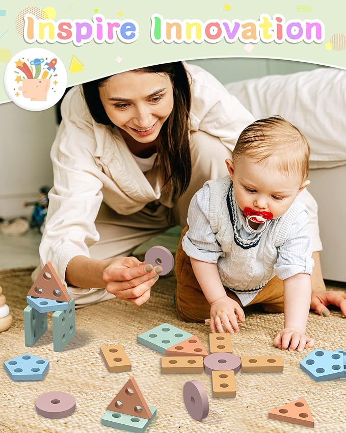 Yetonamr Montessori Toys for 1 2 3 Years Old Boys Girls Birthday Gifts, Wooden Sensory Toys for Ages 2-4 Toddlers Kids Baby, Toddler Learning Toy Activities Puzzles Ages 1-3