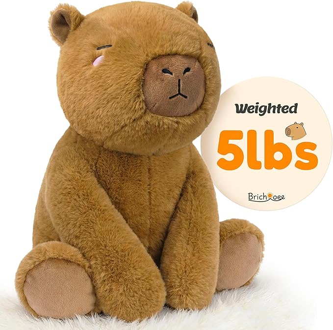 BRICHOEE 5lbs Weighted Capybara Stuffed Animals, 20'' Weighted Comfort Sensory Soothing Plush Toy, Cuddling Calming Cuddle Companion Gifts for Adults & Kids