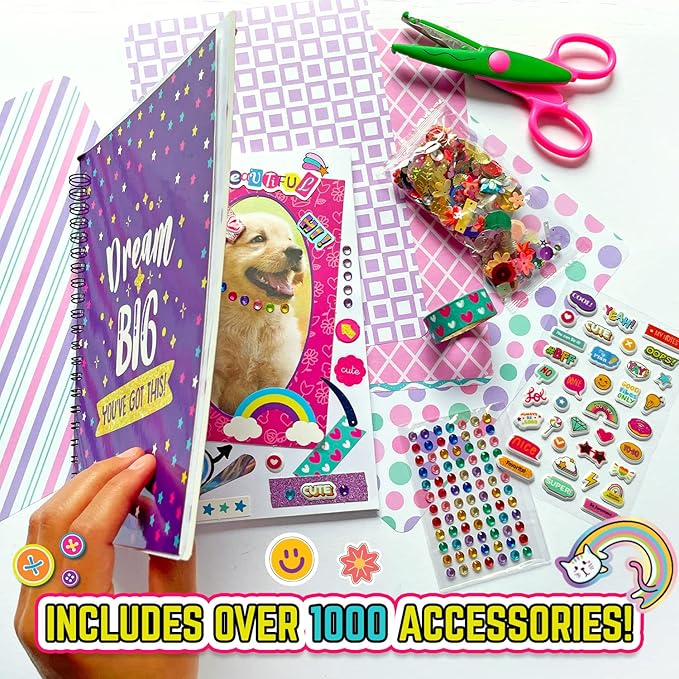 GirlZone Ultimate Collage Scrapbook Kit, Includes Scrapbook Stickers and Fun Scrapbook Accessories to Make an Amazing 40-Page Photo Album Scrapbook, Perfect for Valentine Gifts