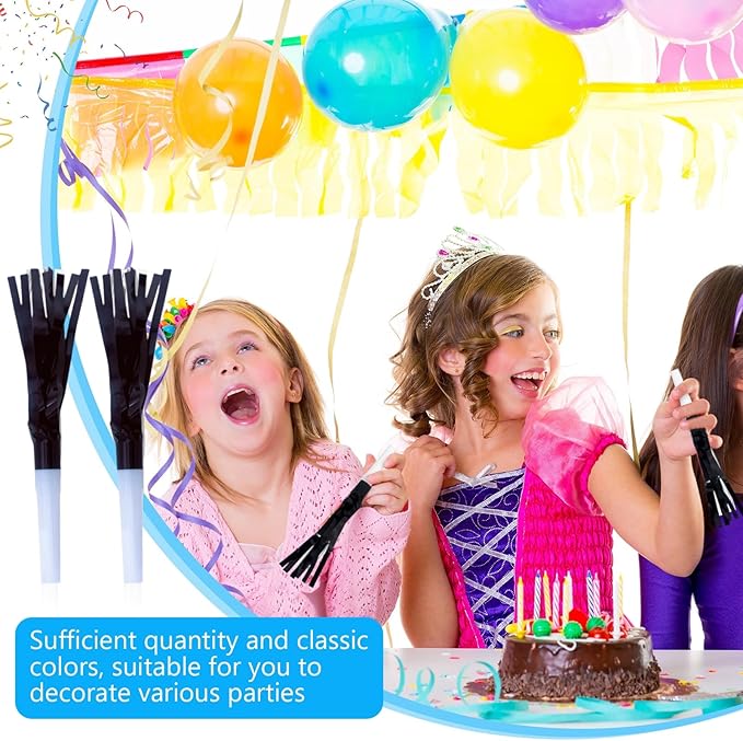 48 Pcs Party Blowers, New Years Eve Noise Makers, Black Noise Makers, for Baby Shower, Kids Birthday, New Year Party