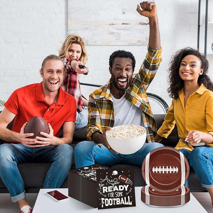 50Pcs Football Party Paper Plates and Napkins Football Dessert Plates Football Theme Party Decorations Super Football Tableware Set Serves 25 Guest Game Day Tailgate Sports Birthday Party Supplies