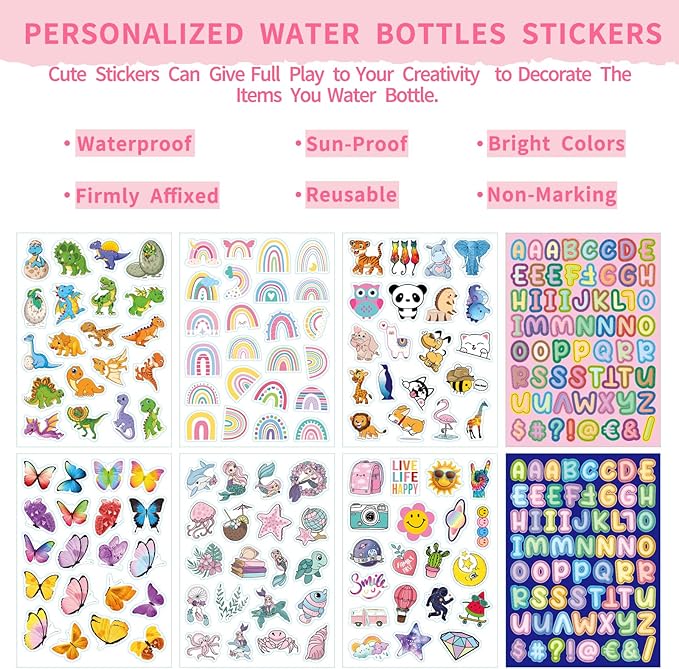 Mininoo Girls Water Bottle for School, 16oz Stainless Steel Insulated Metal Water Bottle with Straw Lid for Boys (Punch/Green)