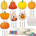 gisgfim 16 Pack Fall Pumpkin Wind Chime Kits Thanksgiving Crafts for Kids Make Your Own Pumpkins Wind Chime Wooden DIY Arts and Crafts for Autumn Party Classroom Decorations Supplies Birthday Favors