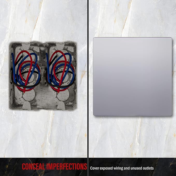 ENERLITES Screwless Double Blank Wall Plate, Child Safe Two Gang Blank Device Outlet Cover, Standard Size, 2-Gang 4.68" x 4.73", Polycarbonate Thermoplastic, UL Listed, SI8802-SV, Silver