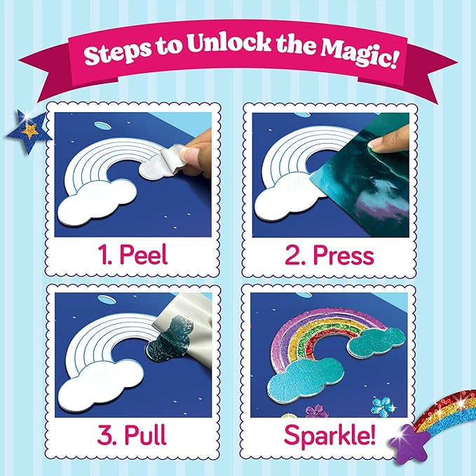Funcils Foil Art Craft - Unicorn & Princess Sticker Activity Kit, Toddler Arts & Crafts for Kids, No Mess Kids Travel Toys, Games, Fun Birthday Gifts for Boys & Girls Ages 4, 5, 6, 7, 8, 9 Year Old