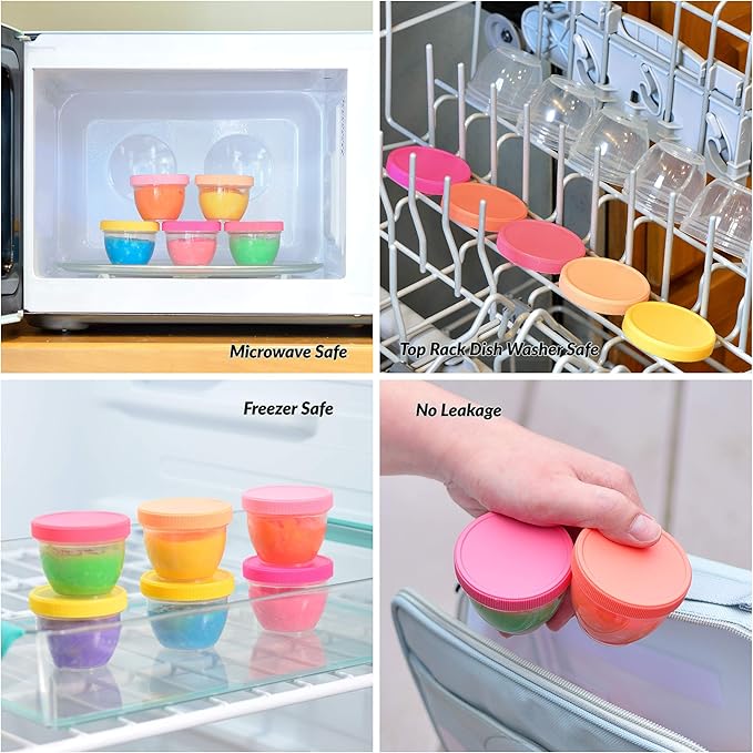 Youngever 18 Sets Baby Food Storage, 2 Ounce Baby Food Containers with Lids, 9 Pink Colors, with Lids Labels (Pack of 2)