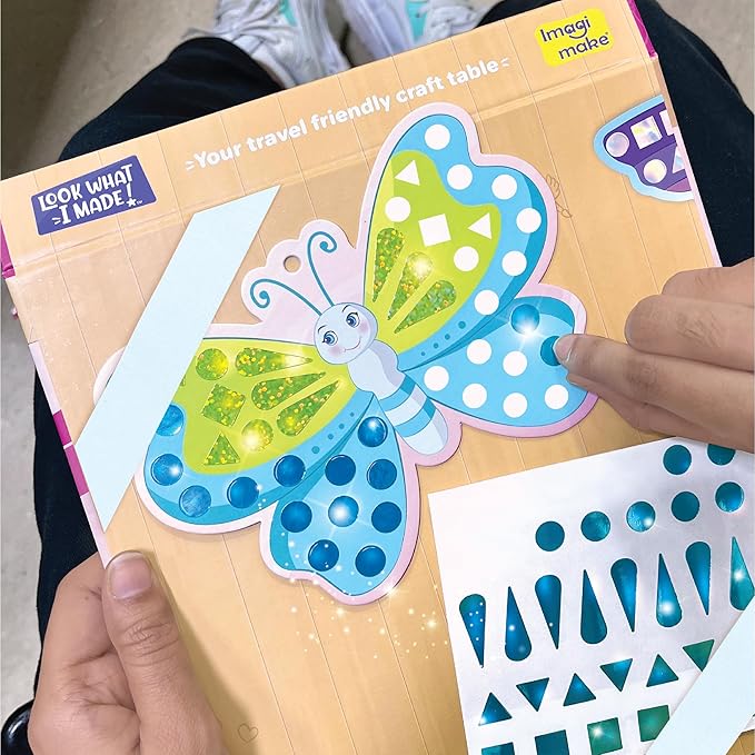 Imagimake Mirror Mosaic Butterfly & Peacock Kids Art Set | DIY Craft Kit | Foil Stickers for Kids Age 3+ | Travel Crafts for Kids Ages 4-8 | Birthday Gift for Girls and Boys Ages 3,4,5,6,7
