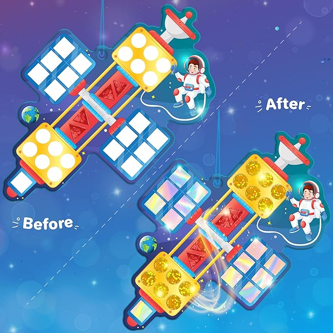 Imagimake Mirror Mosaic Space Theme Kids Art Set | DIY Craft Kit with Foil Stickers | Travel Kids Activities | Arts and Crafts for Kids 4-6 | Birthday Gift for Boys and Girls Ages 3,4,5,6,7,8