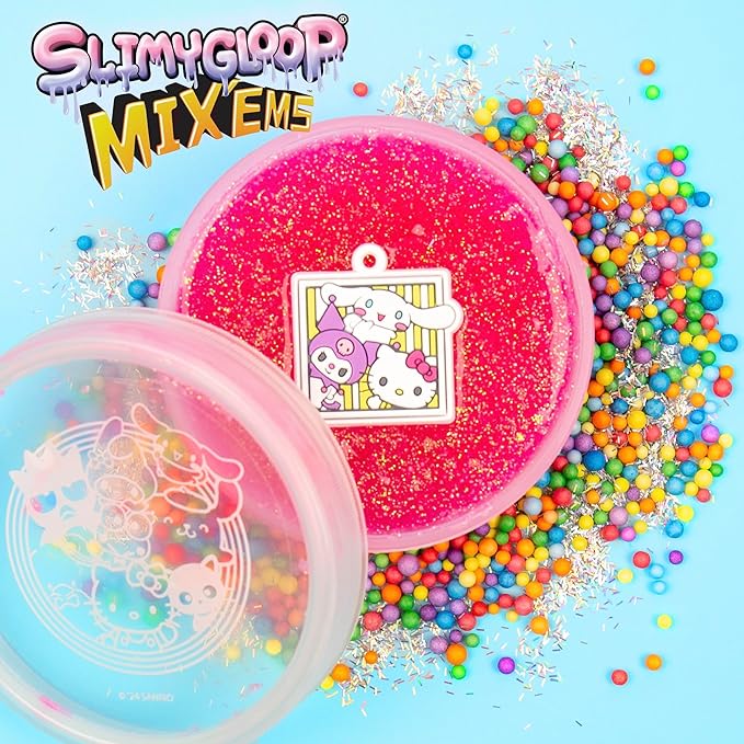 Hello Kitty and Friends SLIMYGLOOP Mix’EMS, Collectible Charm, Fun Slime Add-Ins, Hello Kitty and Pink Glitter Slime, Party Favors for Kids 8-12, Girls Toys Age 6-8, Sanrio Stuff