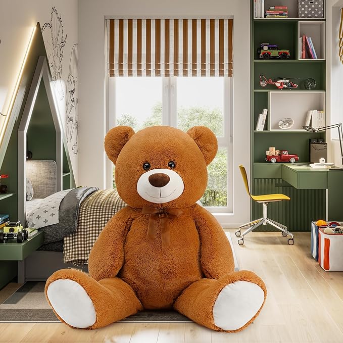 Toys Studio 51 inch Big Teddy Bear Cute Giant Stuffed Animals Soft Brown Bear Plush Toy for Girls Kids Birthday Gift Christmas Valentine's Day Mother's Day Baby Shower Decor