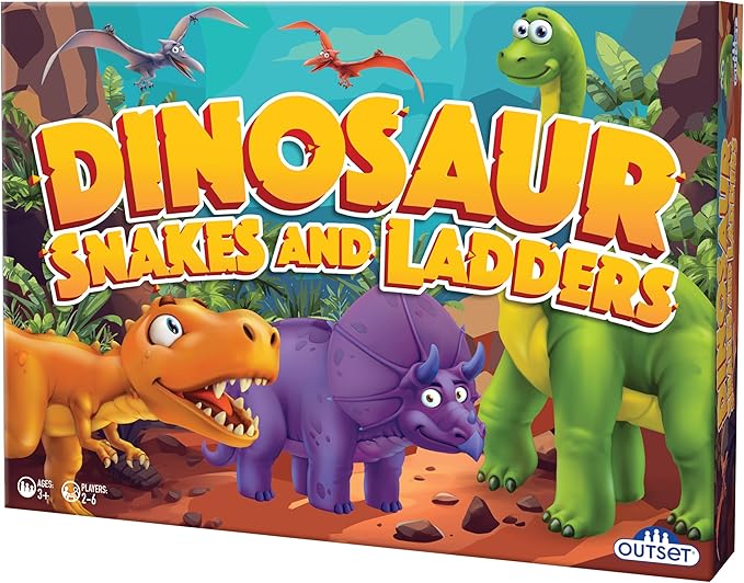 Dinosaur Snakes and Ladders Game – No Reading Required – Preschool Board Game for Ages 3 and up by Outset Media
