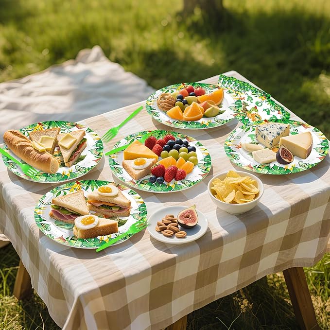 96 Pcs Dinosaur Party Supplies for Kids Birthday – Disposable Dinosaur Tableware Set with Plates, Napkins & Forks, Dinosaur Theme Party Decorations for Boys Girls,Serves 24 Guests
